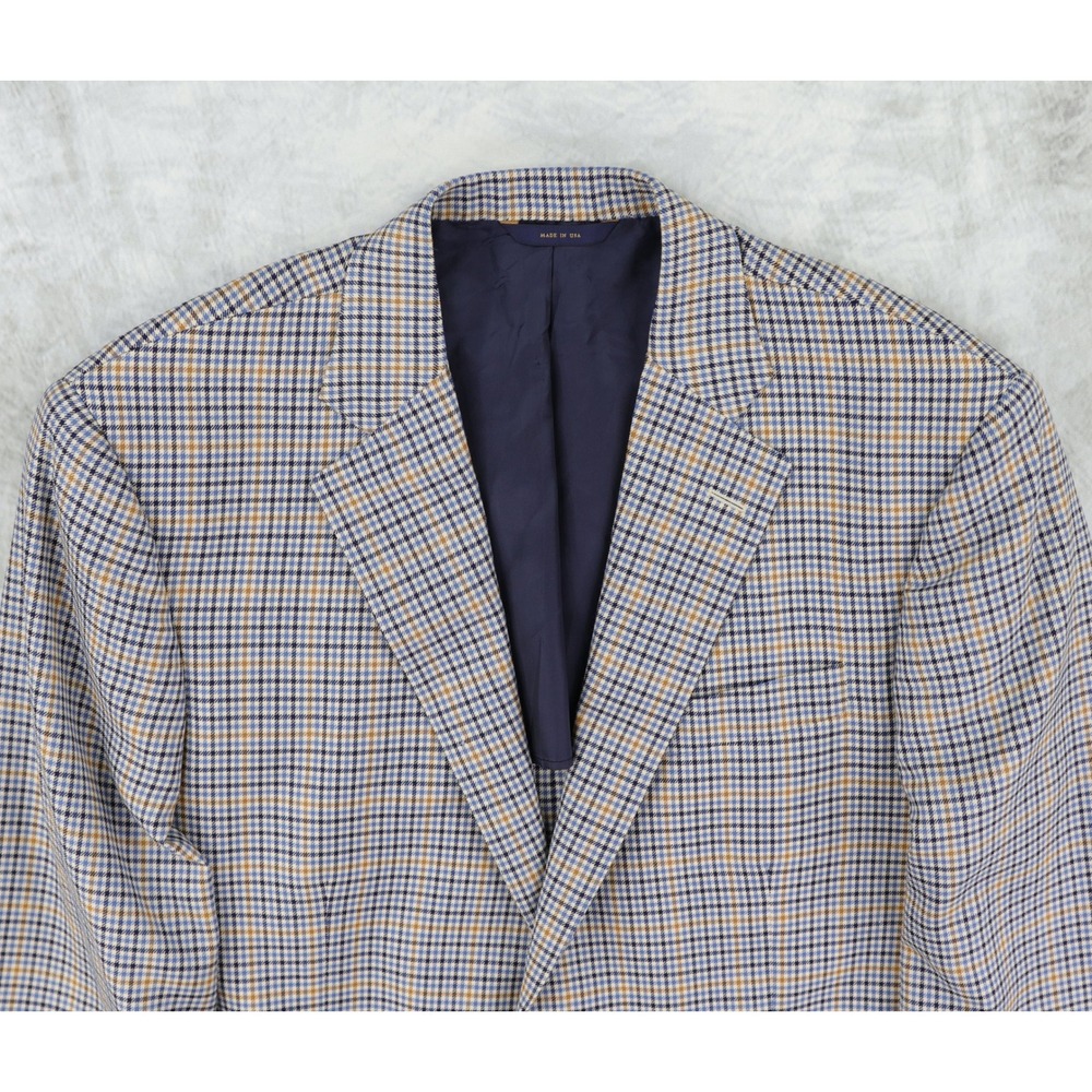Brooks Brothers SaxXon Wool Sport Coat 42R 1818 Madison Blue Orange Glen Plaid - Picture 3 of 15